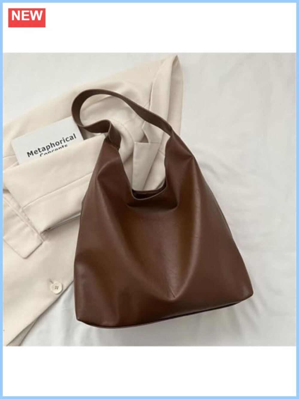 Simple Trendy Leather Crossbody Bag Hobo Purse Minimalist Tote Shoulder Handbag